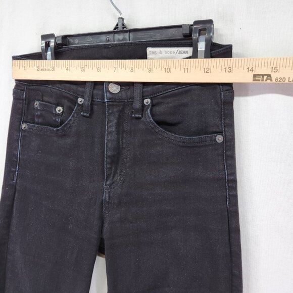 Rag & Bone Jeans Size 25 Flare Leg Frayed Hem10 inch Crop Black - Picture 3 of 16